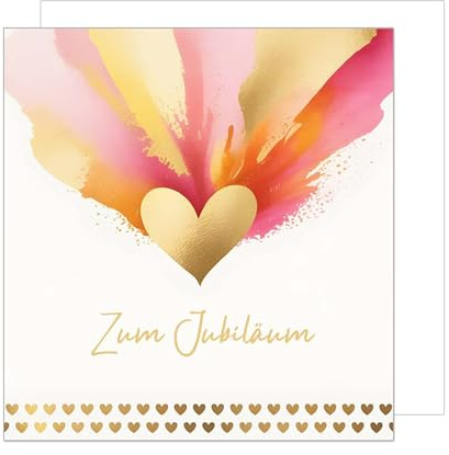 Edition Seidel Premium quadratische Glückwunschkarte zum Jubiläum mit Umschlag. Jubiläumskarte Grußkarte Karte Geburtstag Billet für Mann Frau Firma Feier Herz (JQ103 SW025)