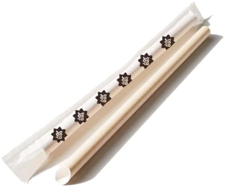 TeaJoy Bubble Tea Paper Straws (12mm-500 Pack) | Extra Wide Eco-Friendly Cardboard Straws | Angled Tip for Boba Pearls, Tapioca & Smoothies | Durable & Individually Wrapped Boba Straws | Easy Drinking
