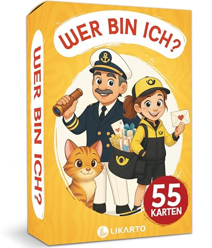 LIKARTO® Wer Bin ich? Kartenspiel für Kinder, Familienspiel & Reisespiel