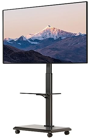 Tv Stand Mobile Wheeled Mobile TV Cart for 26-65 Inch Flat/curved Screen TVs - Height Adjustable Movable Tv Stand, Holds Up To 88 Lbs - Maximum VESA 600x400mm (One tray)