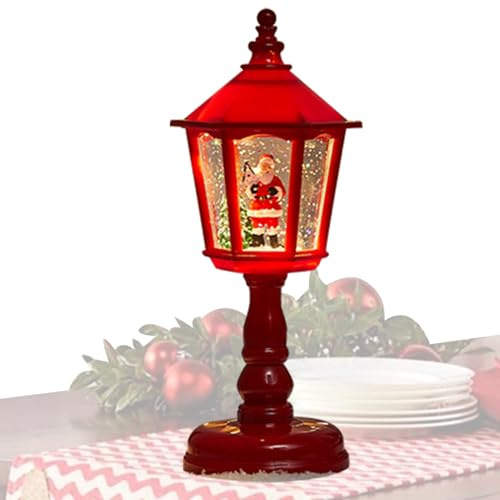 Farolillo De Navidad Bola De Nieve - Luz Giratoria con Efecto Nieve - Adorno Retro para Interior Y Exterior En Ventana Mesa Repisa Porche Sala Comedor Chimenea