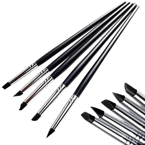 VBSYUYQ 5 Pcs Silicone Tip Sculpting Pens for Clay Craft Painting | 5 pack silicone tip sculpting tools with 5 head shapes, for clay shaping painting masking fluid diy craft use