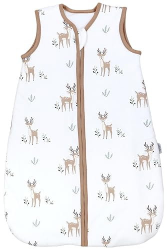 TupTam Baby Schlafsack 2.5 TOG – Warmer Winter Schlafsack Baby, OEKO-TEX, Ärmellos, Atmungsaktive Baumwolle, Farbe: Rehe, Größe: 56-62