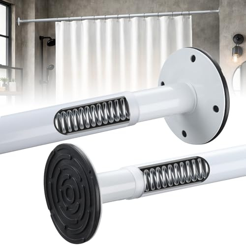 Tension Shower Curtain Rod 42-100, Dual-End Strong Spring, 3 Large Non-Slip Pads, 1.1 Inch Heavy Duty Stainless Steel Adjustable for Bathroom/Window/Room Divider/Outdoor Patio