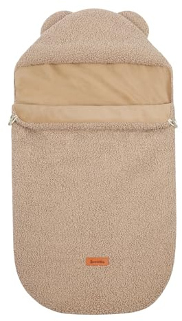 SENSILLO - 3in1 Lammskinnssovsäck för Spädbarn – Mjuk Sovsäck för Barnvagnar, Babynest och Vardagsbruk, Mysigt Innerfoder, Varm Bouclé-yttertyg för Sovsäckar för Barn - Mörkbeige