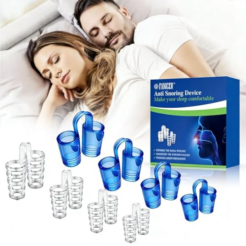 8 Piezas Dispositivos Anti Ronquidos, Reutilizables Dilatadores Nasales De Silicona, Cómodas y Efectivas Dispositivos Antironquidos, Azul + transparente 3 + 3