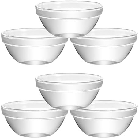 PAMINGONO 6 Cuencos de Vidrio Grandes para Pudín y Postres Resistentes al Calor y Frío Apilables Tazones Multifunción para Cocina y Almacenamiento de Alimentos Aptos para Microondas y