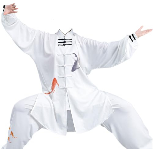 GoldeneAmeisen Tai Chi Abbigliamento,Unisex Kung Fu e Arti Marziali Uniforme,Abbigliamento per Meditazione e Qigong,Set da Uomo Tang Suit,Largo E Comodo,per Esercizi Mattutini,Tai Chi,Kung Fu