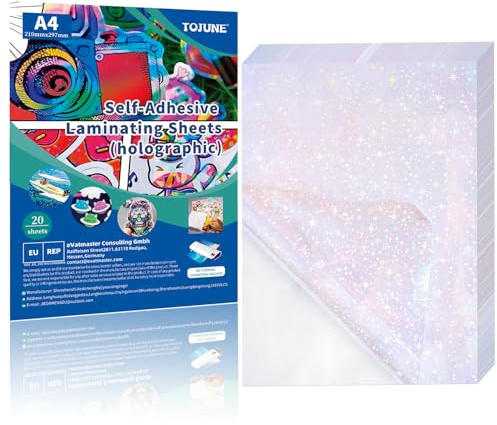 TOJUNE Pellicole Plastificazione a Freddo Autoadesive olografiche A4