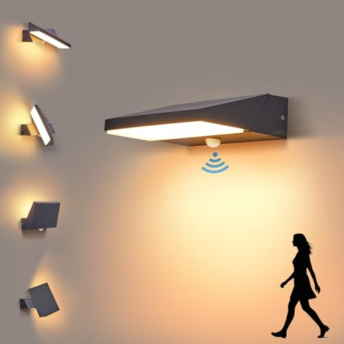 CELAVY Außenleuchte Außenlampe mit Bewegungsmelder Anthrazit, LED Ausenbeleutung Hauswand Aussenlampe Wand Aussenleuchte IP65 Lampe Wandleuchte Wandlampe aussen außen, Außenbeleuchtung Terrasse
