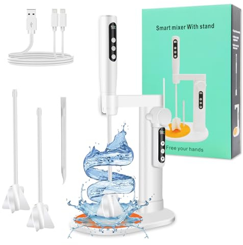 Kizaten Mezclador de Resina Epoxi Eléctrico con Soporte, Manos Libres, 5 Velocidades, Pantalla LED, Reducción de Burbujas, Incluye 2 Paletas, para Resina UV, DIY y Joyería