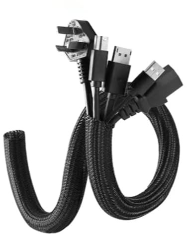 Guaina per Cavi Elettrici Flessibile Manicotto telescopico for tubo for computer in nylon ignifugo crittografato nero in rete metallica elastica intrecciata PET 2M Cable Management(Black)