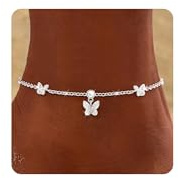 ZHESHY Fußkettchen Damen Silber 925 Gold Wasserfest Fussketten für Frauen | Gold Silber Fussketten,Wasserfest CZ Herz Perlen Fußkette Verstellbar Stapelbare,Sommer Strand Fußkettchen,Schmuck für Damen