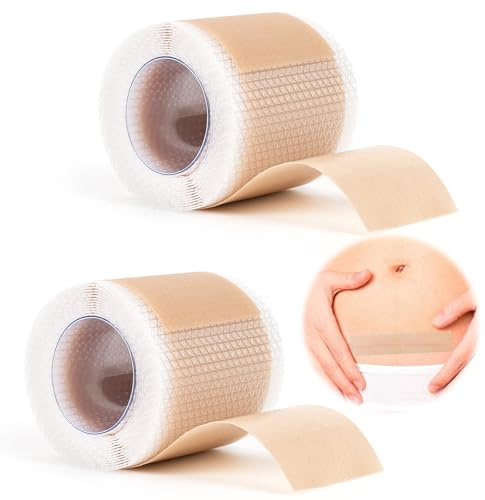Silicone Scar Tape with Collagen, 2 Rolls Scar Tape for Wrinkles, Reusable Scar Strips for C-Section Surgery, Stretch Marks and Fine Lines - Invisible,Soft,4cm x 150cm
