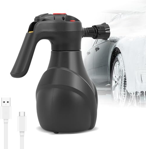 Spruzzatore elettrico per schiuma da 2 l, spruzzatore automatico a pressione per lavaggio auto, ricarica USB-C, funzionamento con un clic, pistola a schiuma per trattamento auto, giardino e pulizia