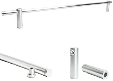 8~38 in montanti for ringhiera con 2 mandrini | Recinzione for gallerie in metallo spazzolato for scaffali sospesi e armadi in legno(Glossy Silver,36in/91cm)