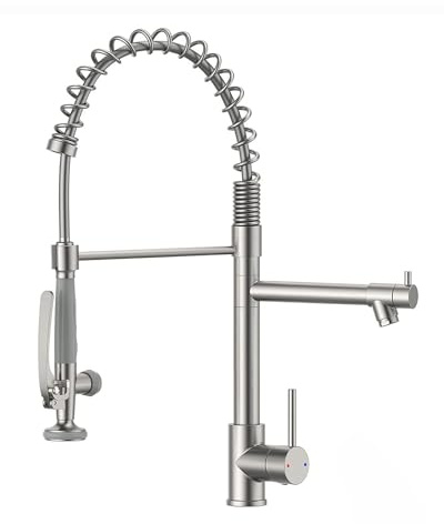 Fapully Commercial Pull Down Kitchen Sink Faucet with Sprayer Brushed Nickel
