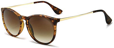 SUNGAIT Vintage Runde Damen Sonnenbrille Klassischer Retro Designer Stil (Bernstein/farbverlauf Braun)-SGT567