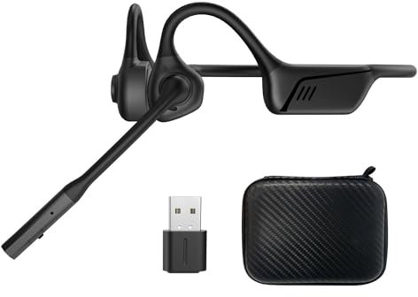 ZIOCOM Casque à Conduction Aérienne, Oreille Ouverte avec Micro et Réduction de Bruit, Bluetooth aptX-LL avec Dongle USB-A, Compatible avec PS4 / PS5 / PC