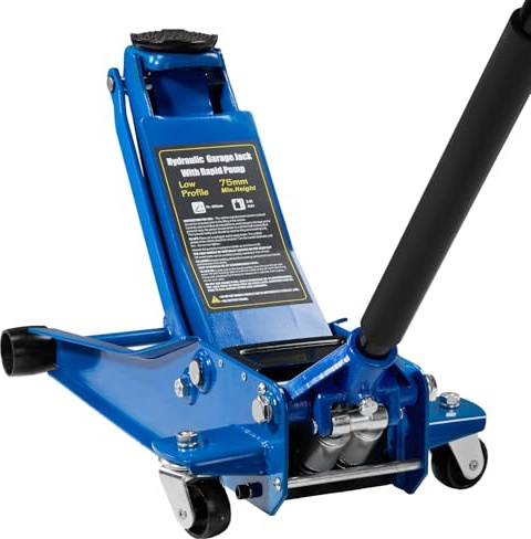 3 Ton Floor Jack Steel Hydraulic Jack with Dual Piston Quick Lift Pump for Sport Utility Vehicle 6600 lb Capacity Blue
