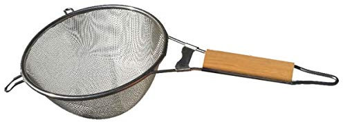 Germanicus - Colador de metal inoxidable (malla fina, mango de madera natural, diámetro 18 cm)