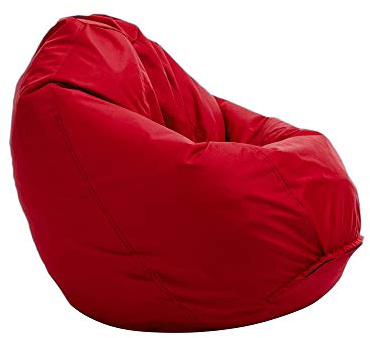 Bruni Puf Classico M en rojo – Puf con saco interior para jugar y leer, funda extraíble, apto para uso alimentario, perlas EPS como relleno de bean bag, fabricado en Alemania