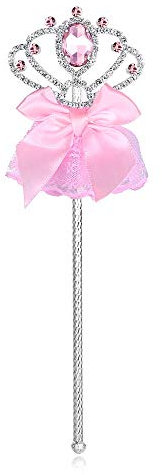 Lovelyshop Prinzessinnen-Zauberstab aus Metall mit Schleife für Kinder, Rosa