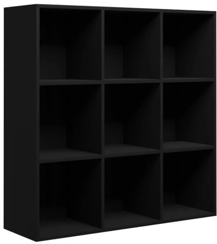 vidaXL Bücherregal mit 9 Fächern Standregal Wandregal Büroregal Regal Aktenregal Bücherschrank Aufbewahrungsregal Schwarz 98x29x97,5cm Holzwerkstoff