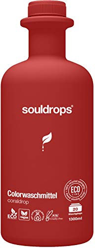 Souldrops coraldrop Sensitive Organische Waschmittel 1300ml | Umweltfreundlich, Vegan, Pflanzenbasiert, Nachhaltiges, ohne Tierversuche