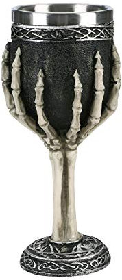 LONTG Skull Goblet Mug Skeleton Hand Resin Wine Stainless Steel Beer Cup Drinking Medieval Drinkware Wineglasses for Halloween Party Christmas Birthday Unique Gift