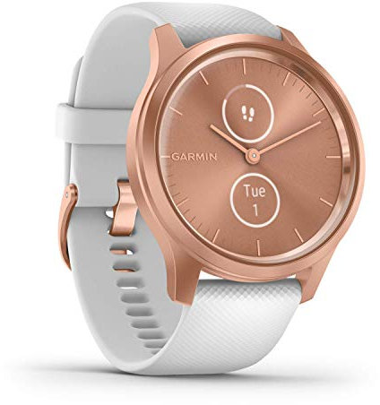 Garmin [ Renewed vívomove Style (40mm), Stylish Hybrid Smartwatch with Health and Fitness functions, Real Watch Hands, Hidden Colour Touchscreen Display,Up to 5 days battery, White (Renewed)