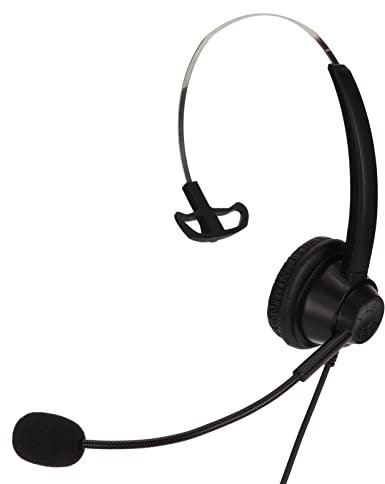 ASHATA 2.5mm Headset,Office Single-Ear Headset with Micphone,Speaker Volume Adjustment/Microphone Mute,for Call Center Business Conference Calls,Monaural,Black
