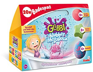 Simba 105953611 - Glibbi Blubber Mega Pack, 20 Bunte Badebomben, XXL Packung, Badewannenspielzeug, Badezusatz, Sprudelt Und Färbt Das Wasser, Verschiedene Düfte, Ab 3 Jahren