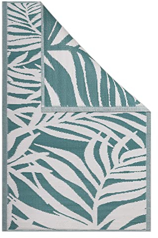 JEMIDI Outdoor Teppich 120x180cm groß - Terrassenteppich Balkonteppich Außenteppich - Balkon Teppich Garten Läufer Gartenteppich - Blatt Muster Dunkelgrün