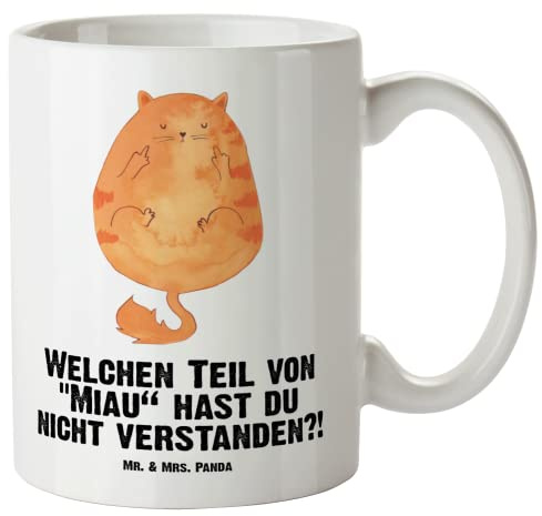 Mr. & Mrs. Panda XL Tasse Katze Mittelfinger - Geschenk, XL Becher, Jumbo Tasse, Katzensouvenirs, Mietze, genervt, Katzen, Kater, lustig, Katzenfan,