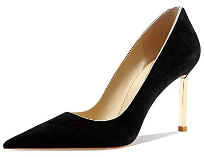 Saekcted Femmes Aiguille Haut High Talon Heel Fermé Pointu Bout Slip-on Escarpins Mariage Party Clear Cute Classique Chaussures 8.5 CM Heels
