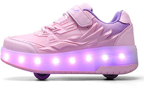 Junge Mädchen Schuhe Kinderschuhe mit Rollen LED Leuchtend Schuhe Outdoor Sportschuhe Blinkschuhe Skateboardschuhe Sneaker Geschenk zum Geburtstag, Party, Weihnachten