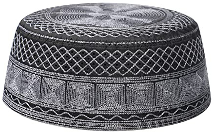 IPENNY Männlicher Muslimischer Hut Gebetsmütze Islam Gebet Kopfbedeckung-Männlich Herren Türkisch Arabien Ramadan Stickerei Cap Türkisch Mütze Arabisch Skull Cap Ramadan Beanie Gebetshut