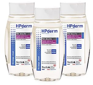 SORIFA - Lot de 3 HPderm Gel douche 2 en 1 - Spécial peaux sensibles, tatouées - Usage fréquent - pH neutre, sans savon - Flacon 250 ml