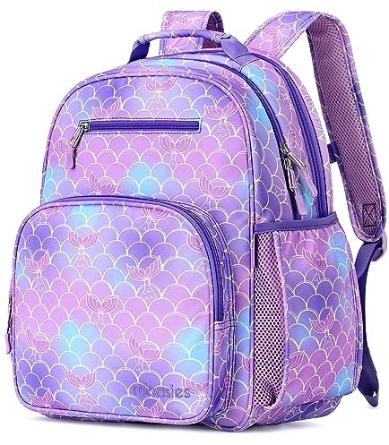 mibasies Girls Backpack: Large Kids Backpack Girls for Elementary School with Laptop Compartment - Mermaid Tail