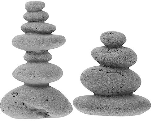 Holibanna 2 statuette giapponesi in pietra lanterna in pietra Mini pagoda statua decorazione asiatica pietre bonsai gazebo in miniatura decorazione acquario ornamenti giardino scultura micro accessori