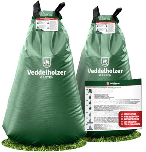 Veddelholzer 2 x 75 l Baumbewässerungssack mit Reißverschluss kombinierbar. Diebstahlschutz und Schutzetikett. Robust und Wetterbeständig für kleine und große Bäume, Jungbäume und Sträucher.