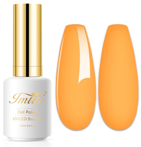 Imtiti Pastell UV Gel Nagellack, 15 ML Orange Soak Off LED UV Lack für Frühling Sommer Ostern - DIY Kunst Starter Maniküre Salon Kit