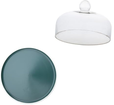BESTonZON Keramik Servierplatte Mit Glasdeckel Runde Snackplatte Elegantes Geschirrset Für Kuchen Obst Snacks Praktische Abdeckung Für Küche Restaurant