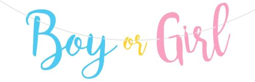 ALLY-MAGIC Gender Reveal Party Deko, Babyparty Girlande Boy or Girl Girlande Ankündigung Schwangerschaft Geschlecht Verraten Party für Babyparty Baby Shower Kindergeburtstag E4FLYELQ