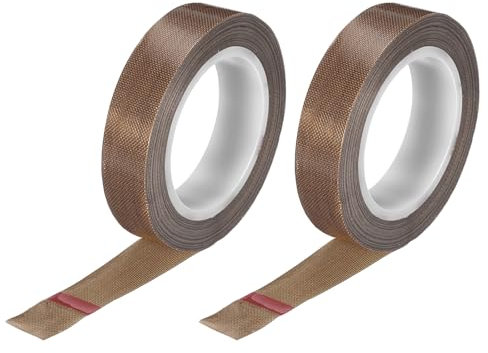 QUARKZMAN 2 Stück PTFE Band 13mm x 0.18mm x 9m (B*D*L), Selbstklebend PTFE Gewindedichtband PTFE Isolierband für Vakuummaschine Lebensmitteldichtung, Hitzebeständiges Klebeband Braun