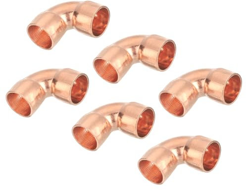 QUARKZMAN 6 Pezzi 10mm 90 Gradi Raccordi per Tubo Tubazioni in Rame a Gomito Corto con Connessione a Saldatura Sudore per Impianti Idraulici, 21x21mm