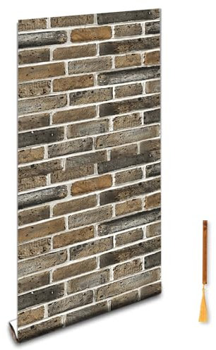 Oufdj-iPro Carta da parati in pietra, autoadesiva, mattoni rossi, impermeabile, rotolo di decorazione da parete con squisiti segnalibri in legno, 44,5 x 400 cm