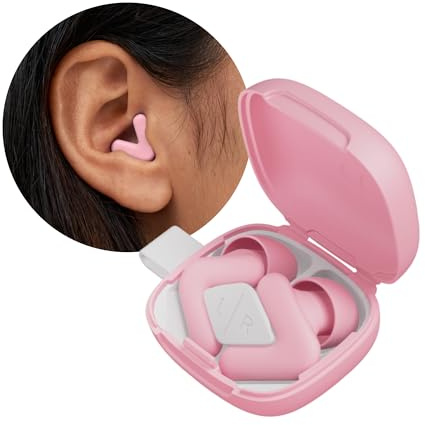 Alpine Silence Earplugs for Sleep, Focus & Travel - V-Shape Snug Fit & Soft Oval Tips – 4 Sizes XS/S/M/L - Comfortable, Reusable Hearing Protection - up to 25dB – Pink