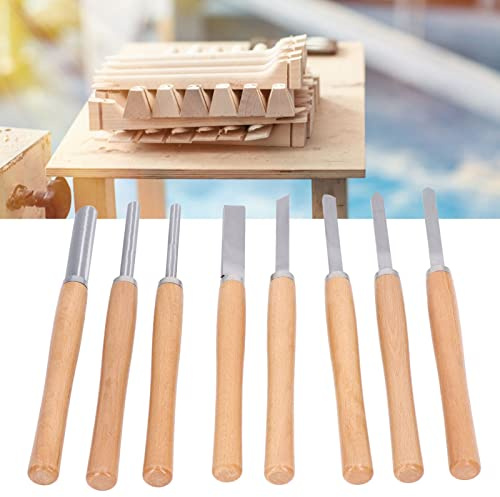 Cincel para Tornear Madera, 8 Piezas, Herramienta de Cincel Manual para Tallar Madera con Caja de Almacenamiento, Kit de Cincel para Carpintería con de Haya y Cabeza de Acero Al